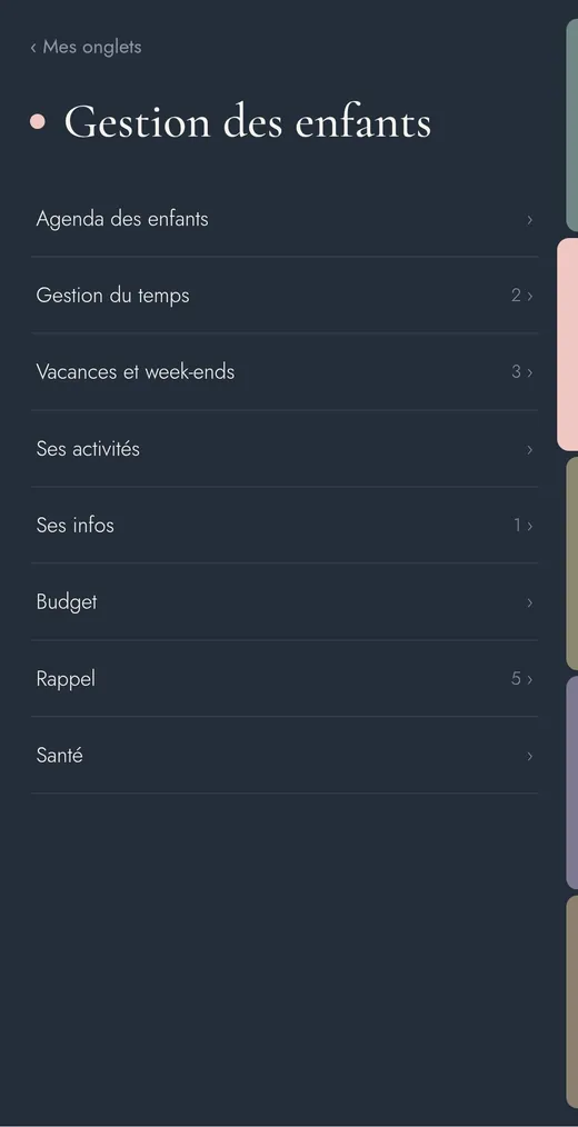 Gestion des enfants dans Mon P'tit Carnet